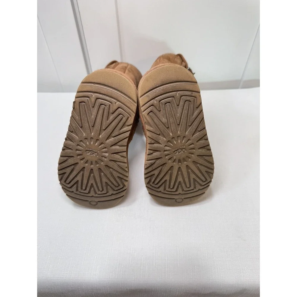 UGG Childs Australia 1968 RETRO CARGO Sheepskin Lined Tall Boots Chestnut Sz‎ 10